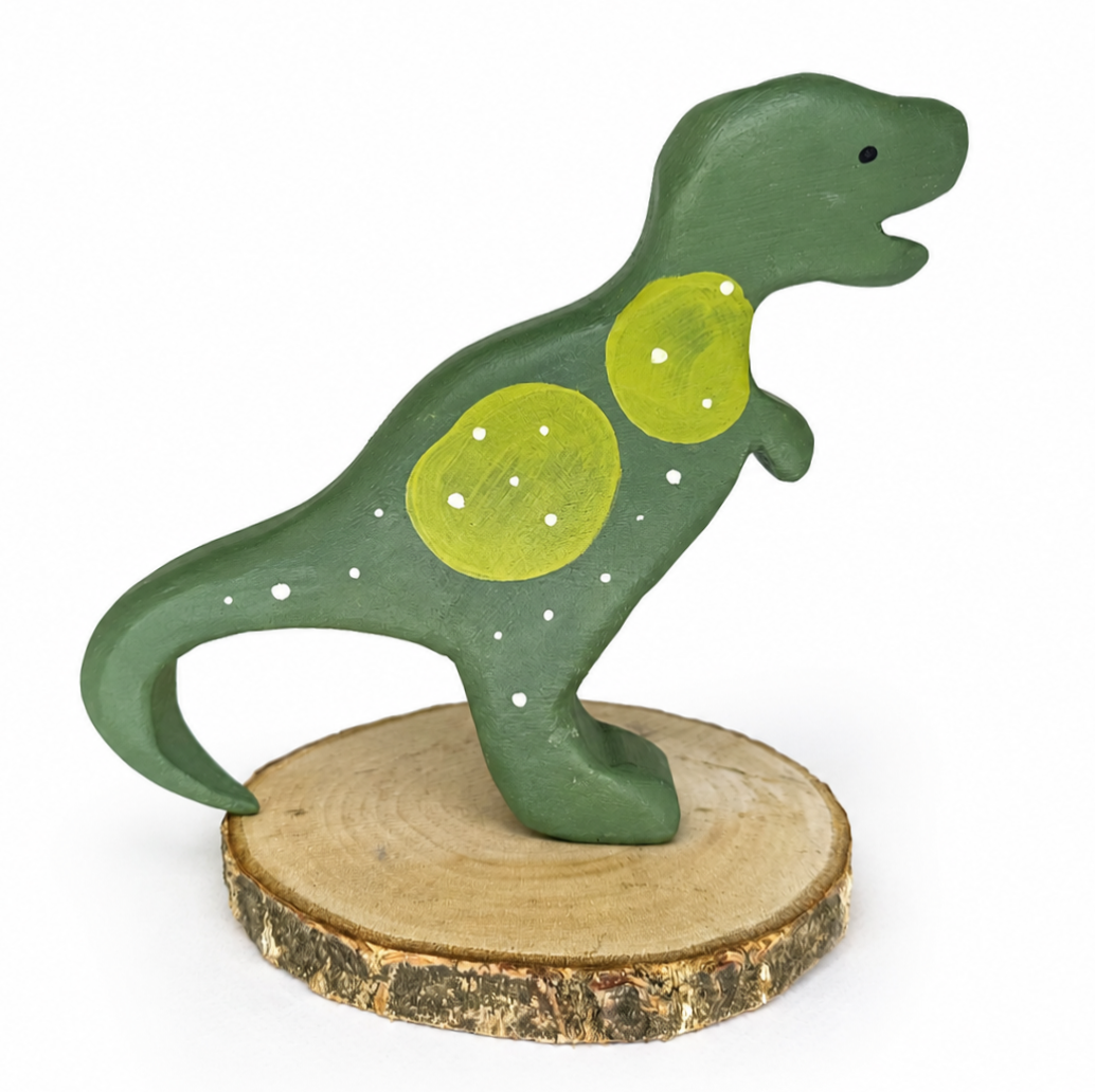 Dinozaur din lemn - tyrannosaurus rex verde - KUC
