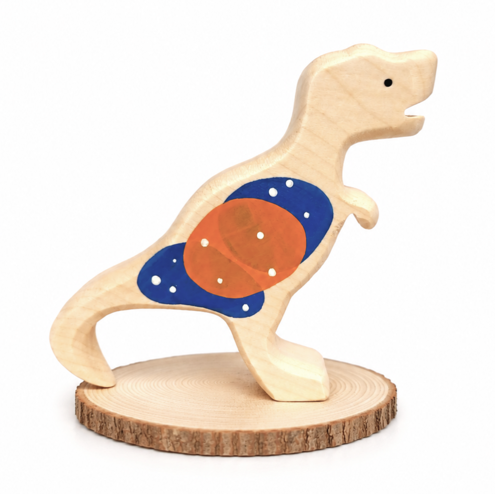 Dinozaur din lemn - tyrannosaurus rex albastru - KUC - imagine 2